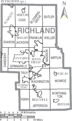 Map of Richland County Ohio With Municipal and Township Labels.PNG