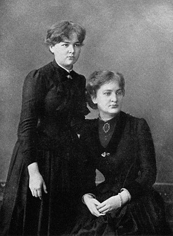 Maria (left) and sister Bronisława, c. 1886