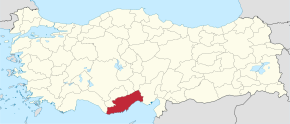 Poziția provinciei Mersin în Turcia