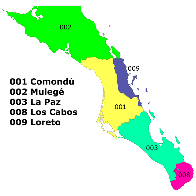 Map of the Municipalities of Baja California Sur