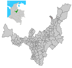 Location of the municipality and town of Covarachía in the Boyacá Department of Colombia.