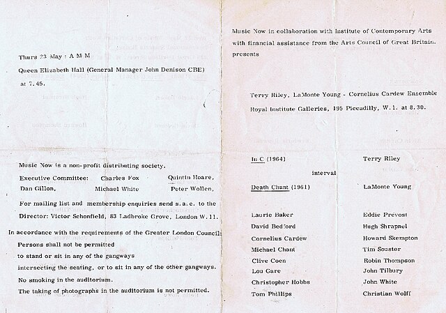 Program notes from first UK performance, May 1968