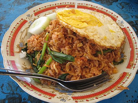 Backpacker staple nasi goreng, topped with a fried egg to make it special