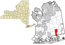 Localização no condado de Nassau e no estado de Nova York.