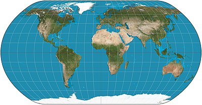 Natural Earth projection of the world. Natural Earth projection SW.JPG