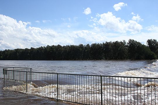 Nepean River, downstream of Victoria Bridge, after heavy rains, 2013