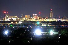 Skyline, 2021 Nighttime skyline of downtown Lincoln, Nebraska, USA (2021, from Arnold Heights Park).jpg