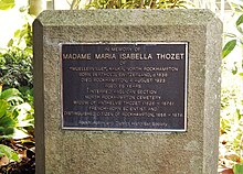 Plaque near the entrance to the North Rockhampton Cemetery, commemorating the burial of Maria Thozet, 2022 NorthRockyCem9.jpg