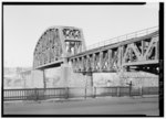 Oblique view of main channel span, looking NE from Carson Street. - Ohio Connecting Railway, Brunot's Island Bridge, Spanning Ohio River at Brunot's Island, Pittsburgh, Allegheny HAER PA,2-PITBU,74-2.tif