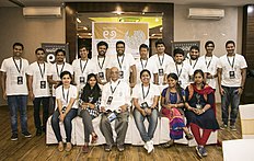 Group photo of participating Wikimedians on the second day who are seen wearing the t-shirts that were produced from CIS-A2K's support.