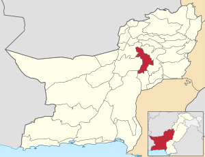 Map of Balochistan with Kacchi District highlighted