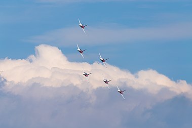 English: Swiss Air Force/Patrouille Suisse Northrop F-5E Tiger II display team at ILA Berlin Air Show 2016.