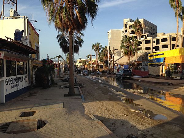 Bv. Paseo de La Marina in Cabo San Lucas the morning following Hurricane Odile