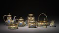Russian tea set; by Peter Carl Fabergé; made before 1896; silver gilt and opaque cloisonne enamel; Cleveland Museum of Art (USA)