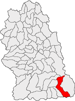 Kommunens beliggenhed i distriktet Hunedoara