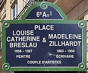 Plaque Place Louise Catherine Breslau Madeleine Zillhardt - Paris VI (FR75) - 2021-07-29 - 1.jpg