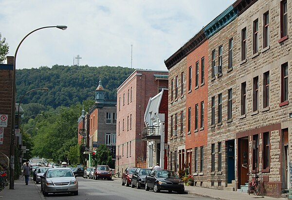 Mount Royal seen from Duluth Street in the Plateau.