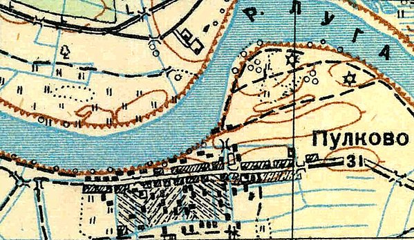 Plan över byn Pulkovo.  1930