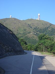 Tai Mo Shan Road, and Tai Mo Shan peak in distance in August 2006