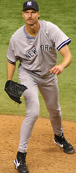 Randy Johnson, the Mariners' starting pitcher, later pitched for the Yankees RJ4.jpg