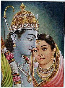 Ram and Sita as a couple (bazaar art, 1950's).jpg