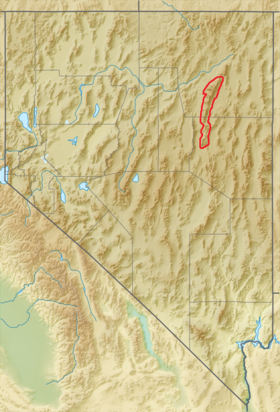 Nevadan Ruby Range -sijaintikartta.