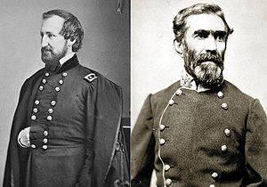 הגנרלים ברקסטון בראג (מימין), ויליאם רוזקרנס (משמאל).
