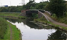 Rushall Junction is the southern limit of the Rushall Canal where it meets the Tame Valley Canal in the West Midlands, England Rushall Junction.jpg