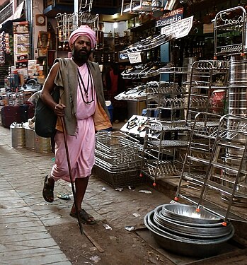 Sadhu in a street market in India