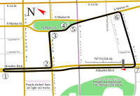 San Jose, California street circuit track map--2006 on.svg