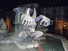 The monster fountain located in the main queue area of the ride. Scooby Doo Spooky Coaster monster fountain.jpg