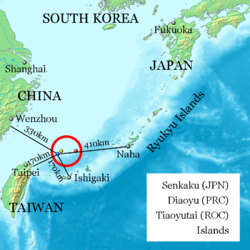 Ligging van die Senkaku-eilande