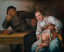Smell (1637) by Jan Miense Molenaar. This oil painting exemplifies tobacco's usage in comedic Dutch works. Smell.jpg
