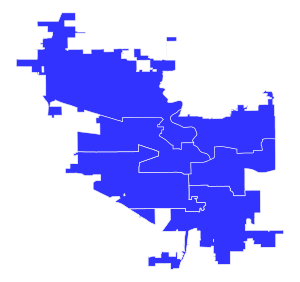 Bölgelere göre South Bend seçim haritas (Demokratik süpürme) .svg