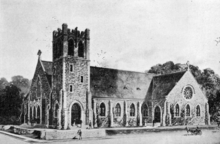 The new building just prior to its consecration in 1906 Souvenir of Western Women 0106 Trinity.png