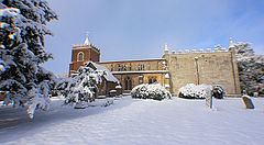 St Mary Magdalene, Great Offley, in the snow December 2009