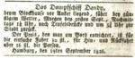 Staats und Gelehrte Zeitung des Hamburgischen unpartheyischen Correspondenten - Advertisement for Dandy - September 19, 1826.png