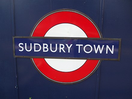 The wedge-serif variation of the font, as seen at Sudbury Town Underground station