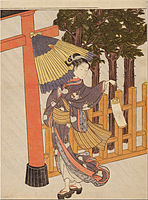 Woman Visiting the Shrine in the Night by Suzuki Harunobu (1725–1770)