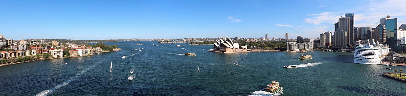 Baie de Sydney vue du Harbour Bridge.