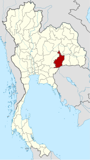 Kort over Thailand med Buriram -provinsen fremhævet