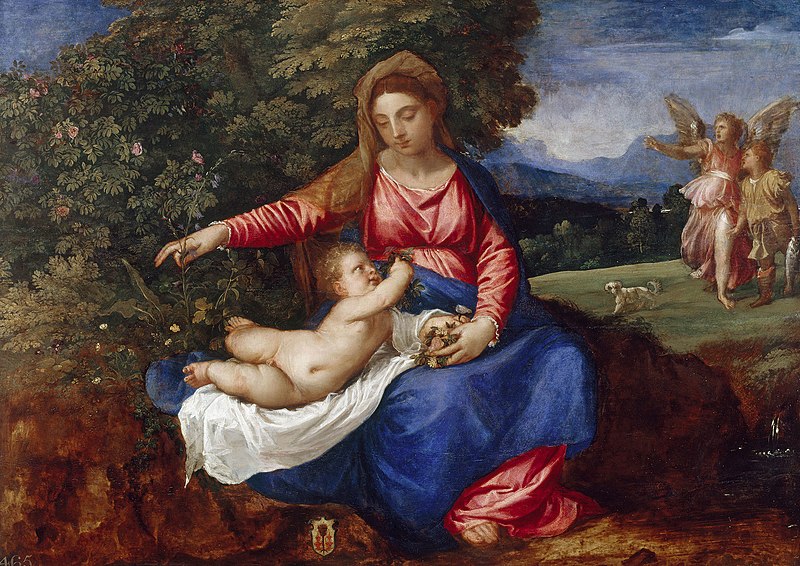 File:Titian (c.1488-Venice 1576) and Workshop - Madonna and Child in a Landscape with Tobias and the Angel - RCIN 402863 - Royal Collection.jpg