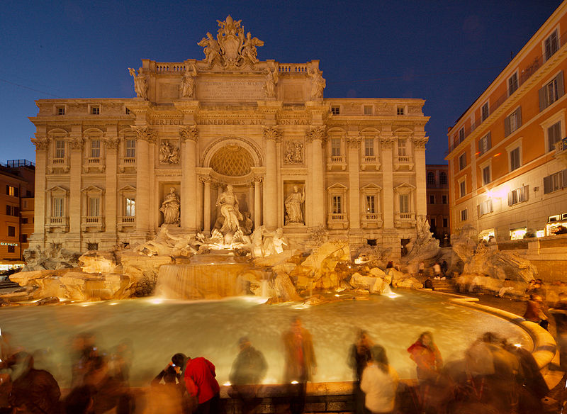 File:Trevi fountain at night.jpg