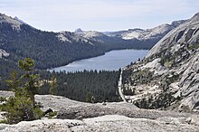 Tioga road and Tenaya Lake viewed from Pywiack Dome. Tuolumne Meadows - Pywiack Dome summit looking SW - 3.JPG