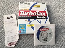 Packaging for TurboTax Basic 2003 TurboTax Basic 2003 box disc and store receipt.jpg