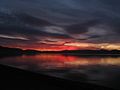 Красный закат на озере Тургояк