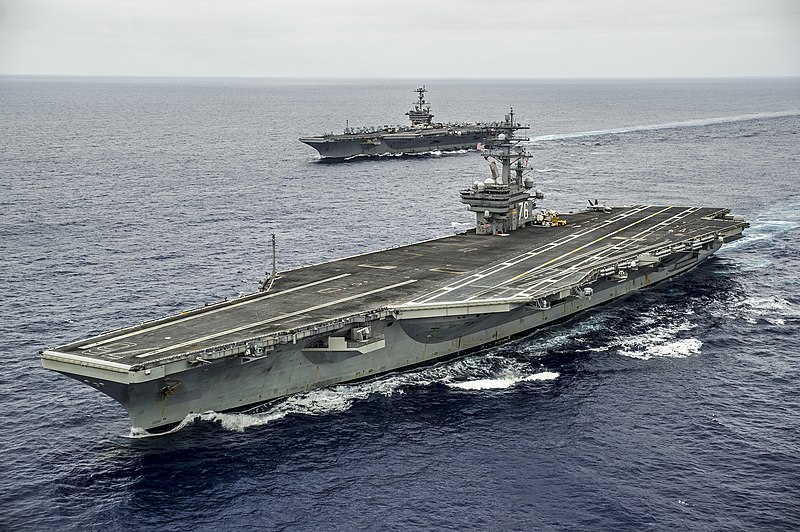 File:USS George Washington (CVN-73) and USS Ronald Reagan (CVN-76) underway in August 2015.JPG