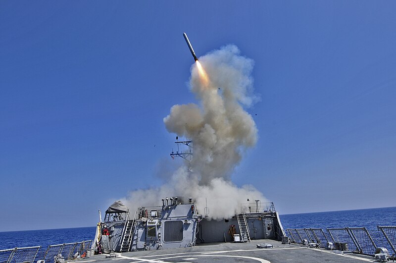 File:US Navy 110329-N-XO436-010 The Arleigh Burke-class guided-missile destroyer USS Barry (DDG 52) launches a Tomahawk cruise missile to support Joint.jpg