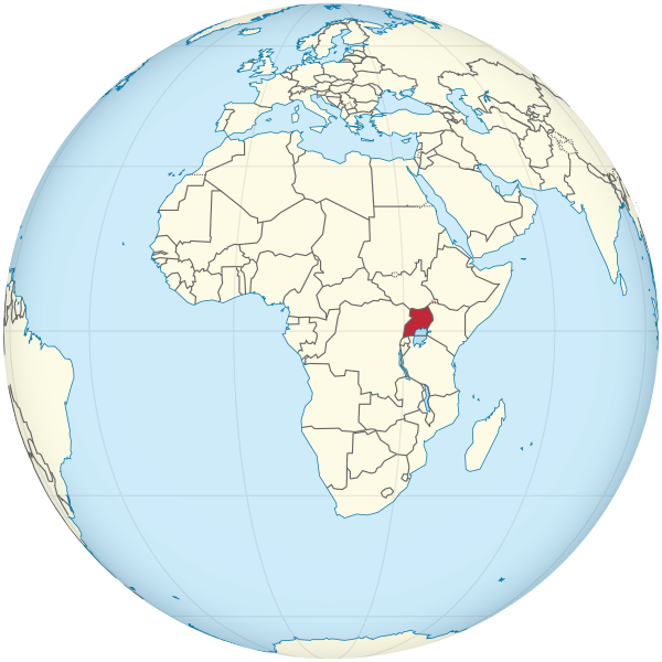 Uganda on the globe (Africa centered).svg