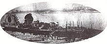 Burnt hulk of United States after salvage and tow to Cincinnati United States burnt out hull.jpg